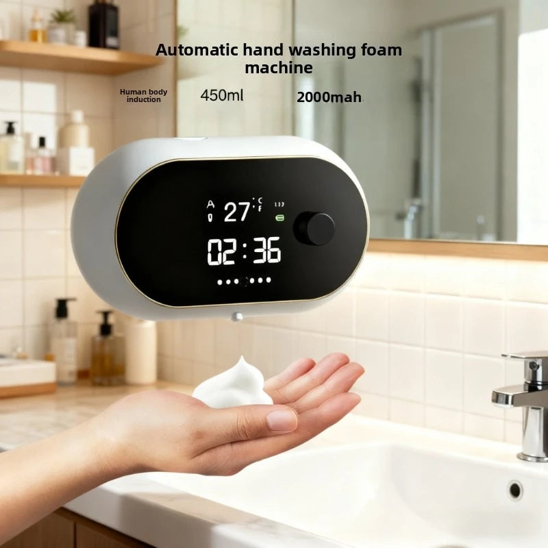 Rechargeable 400Ml Automatic Foaming Soap Dispenser Wall Mounted Touchless Sensor Adjustable Foam LED Screen Bathroom Kitchen