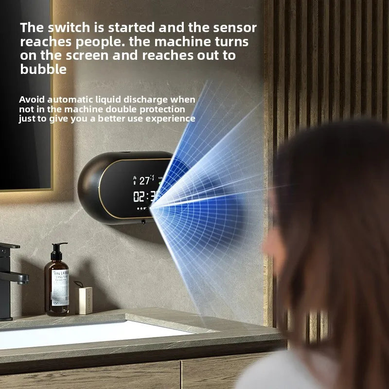 Rechargeable 400Ml Automatic Foaming Soap Dispenser Wall Mounted Touchless Sensor Adjustable Foam LED Screen Bathroom Kitchen