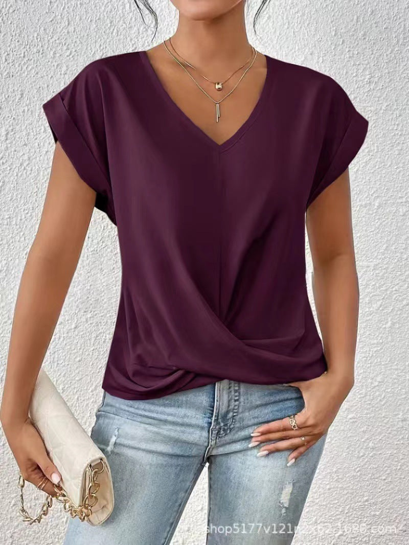CAMISETA ELEGANTE CON CUELLO EN V PARA MUJERES