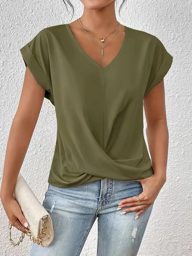 CAMISETA ELEGANTE CON CUELLO EN V PARA MUJERES