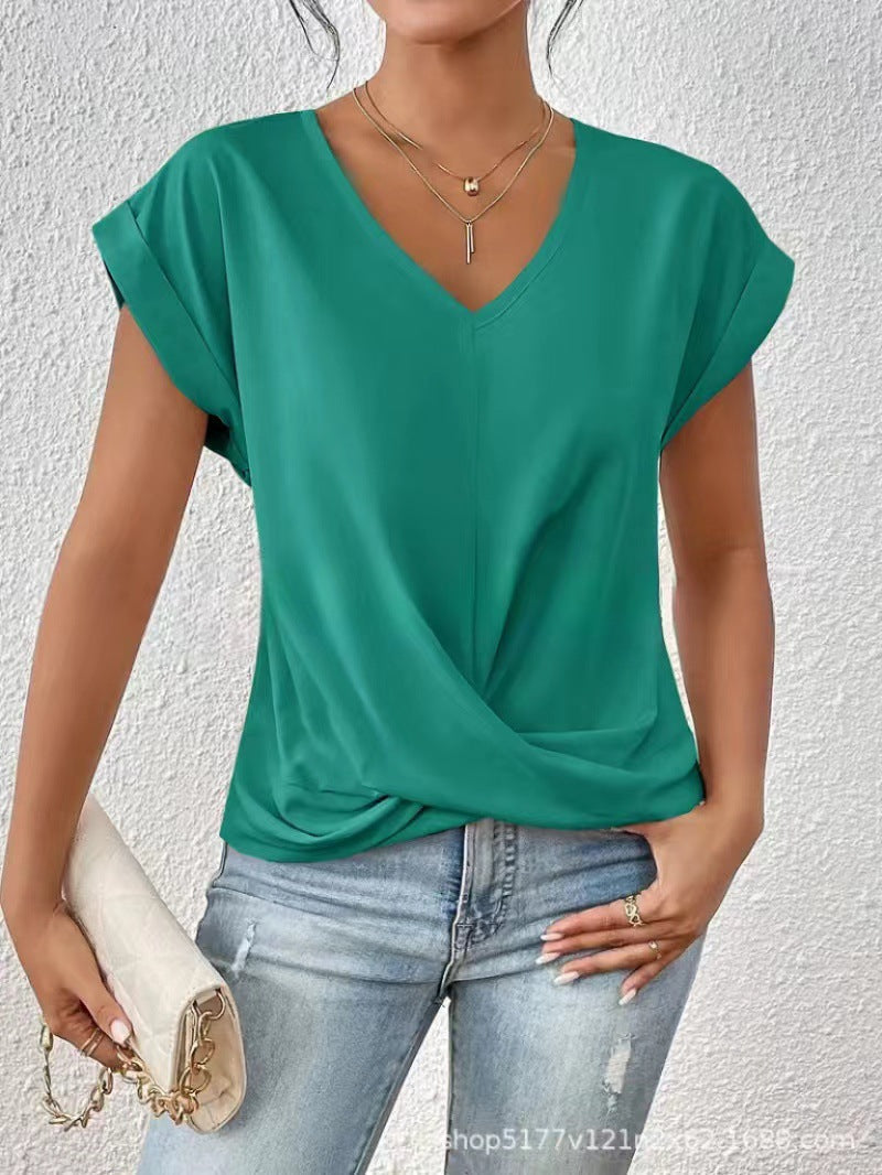CAMISETA ELEGANTE CON CUELLO EN V PARA MUJERES