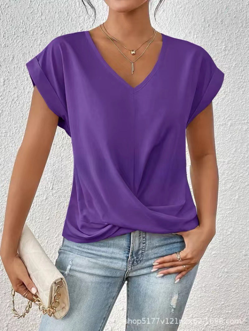 CAMISETA ELEGANTE CON CUELLO EN V PARA MUJERES