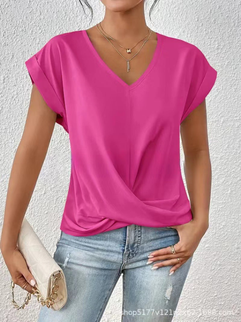 CAMISETA ELEGANTE CON CUELLO EN V PARA MUJERES
