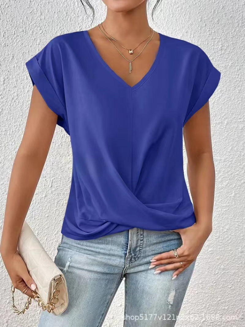 CAMISETA ELEGANTE CON CUELLO EN V PARA MUJERES