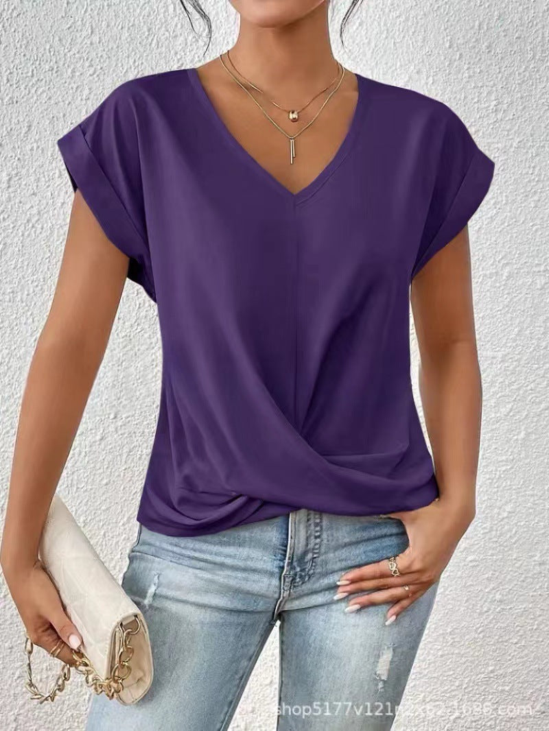 CAMISETA ELEGANTE CON CUELLO EN V PARA MUJERES
