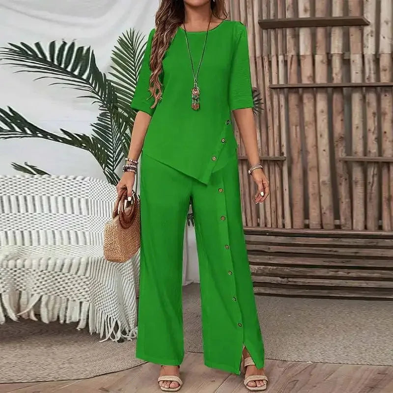 Conjunto Celinor™ con blusa holgada y pantalones tipo Marlene