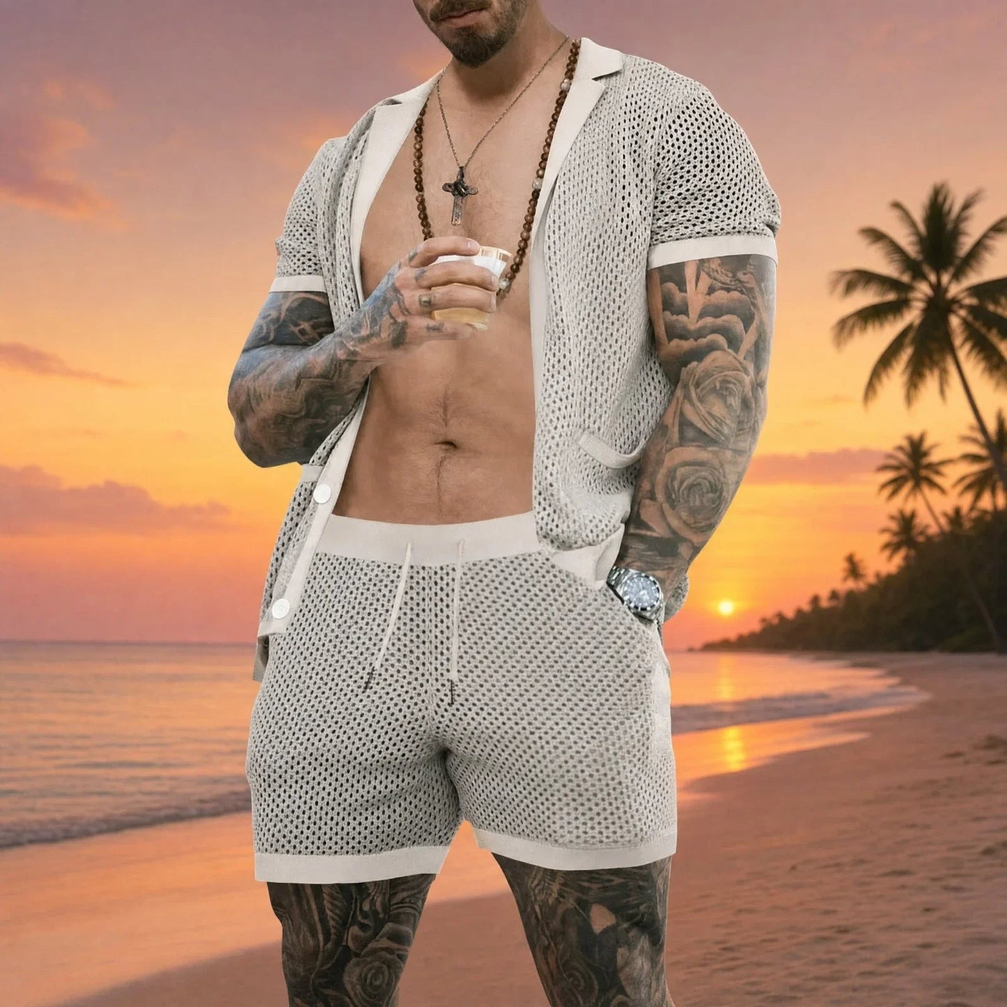 Conjunto Cancún™ de punto calado y diseño desenfadado