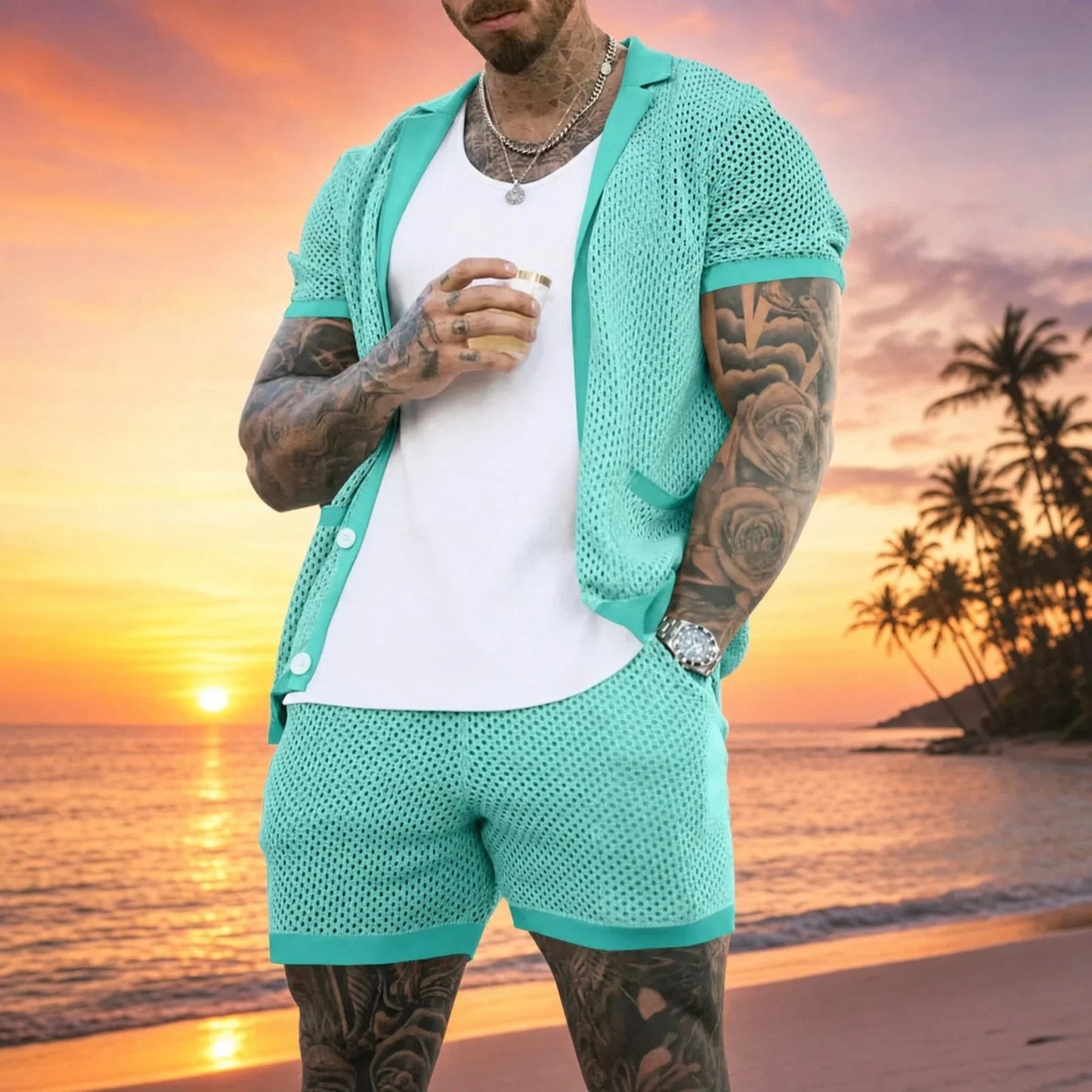Conjunto Cancún™ de punto calado y diseño desenfadado