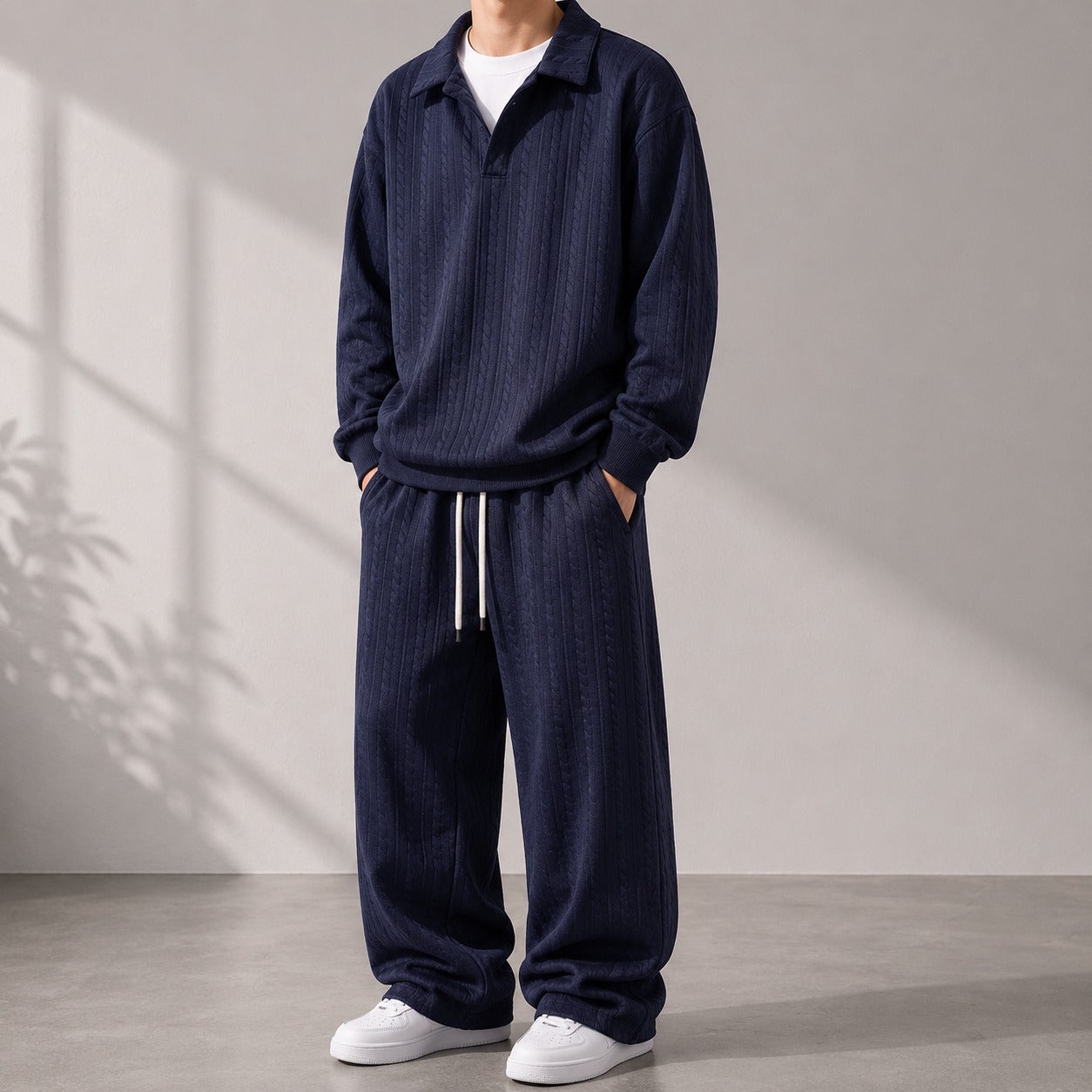 Conjunto de dos piezas para hombre Valdren™, de punto texturizado