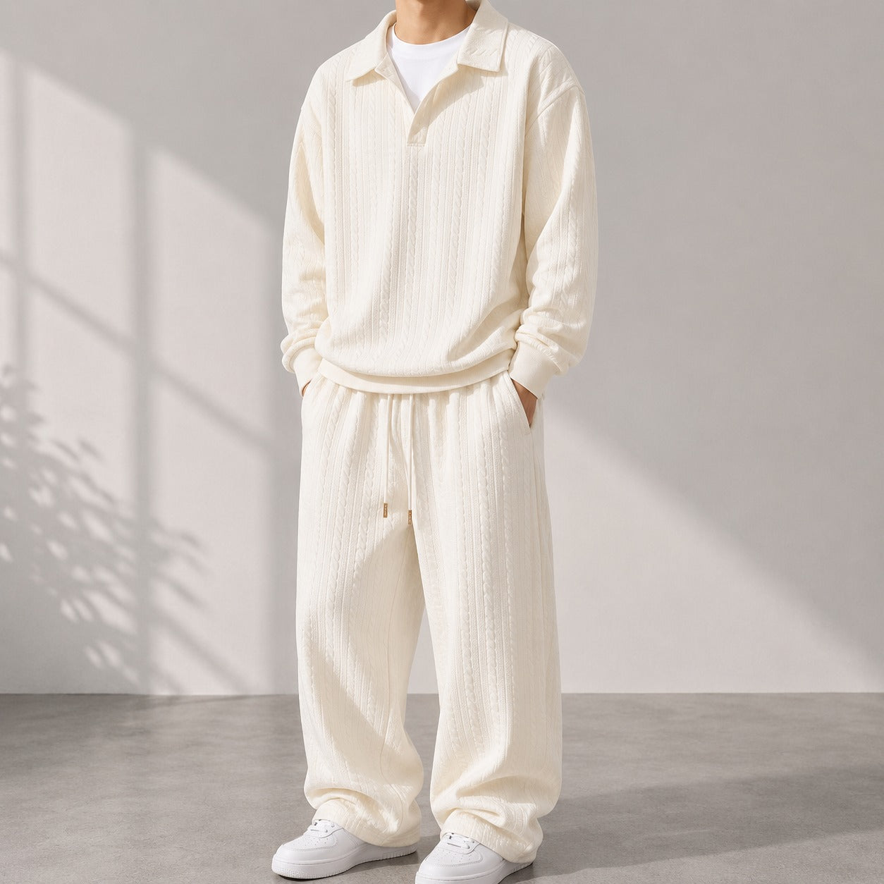 Conjunto de dos piezas para hombre Valdren™, de punto texturizado