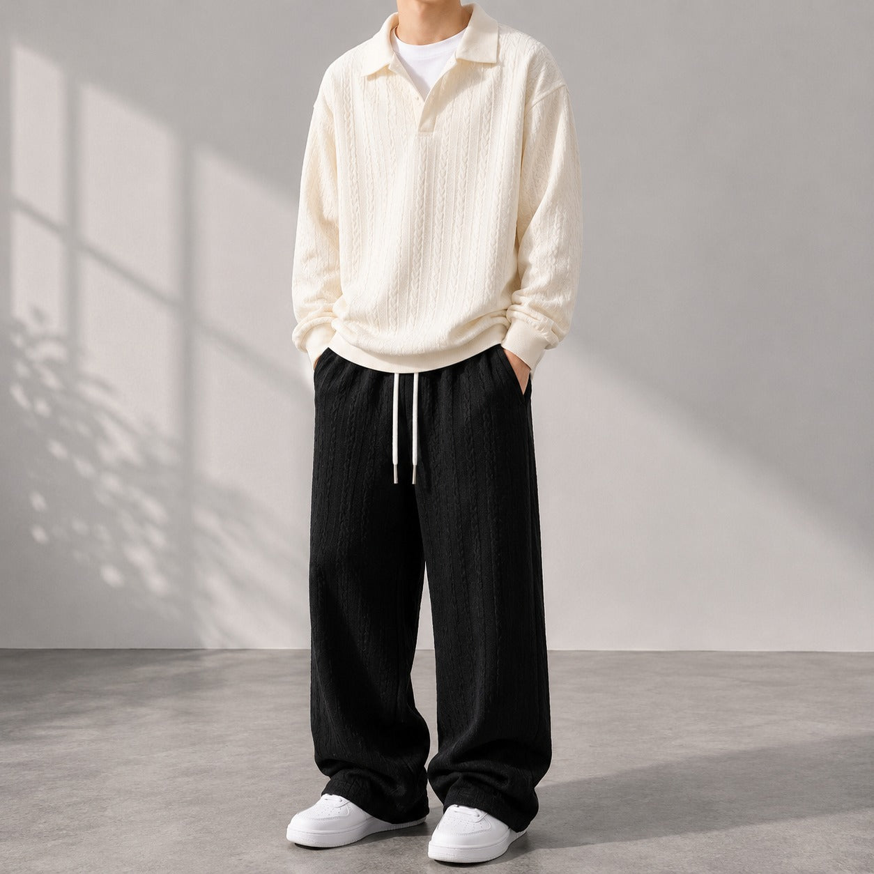 Conjunto de dos piezas para hombre Valdren™, de punto texturizado
