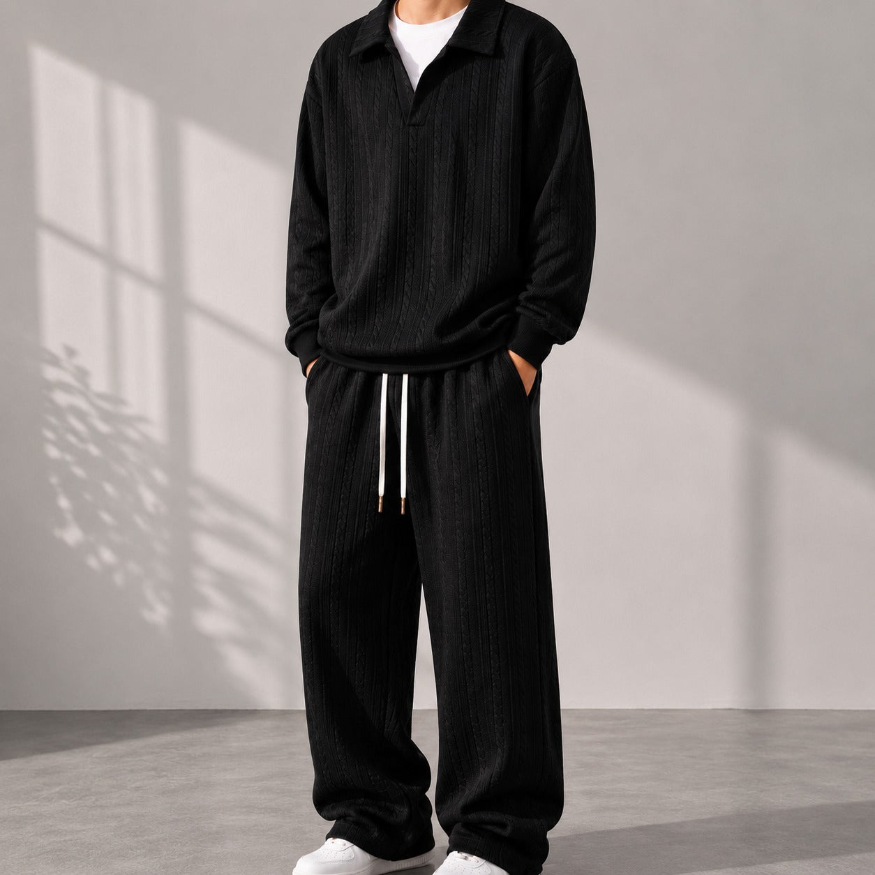 Conjunto de dos piezas para hombre Valdren™, de punto texturizado