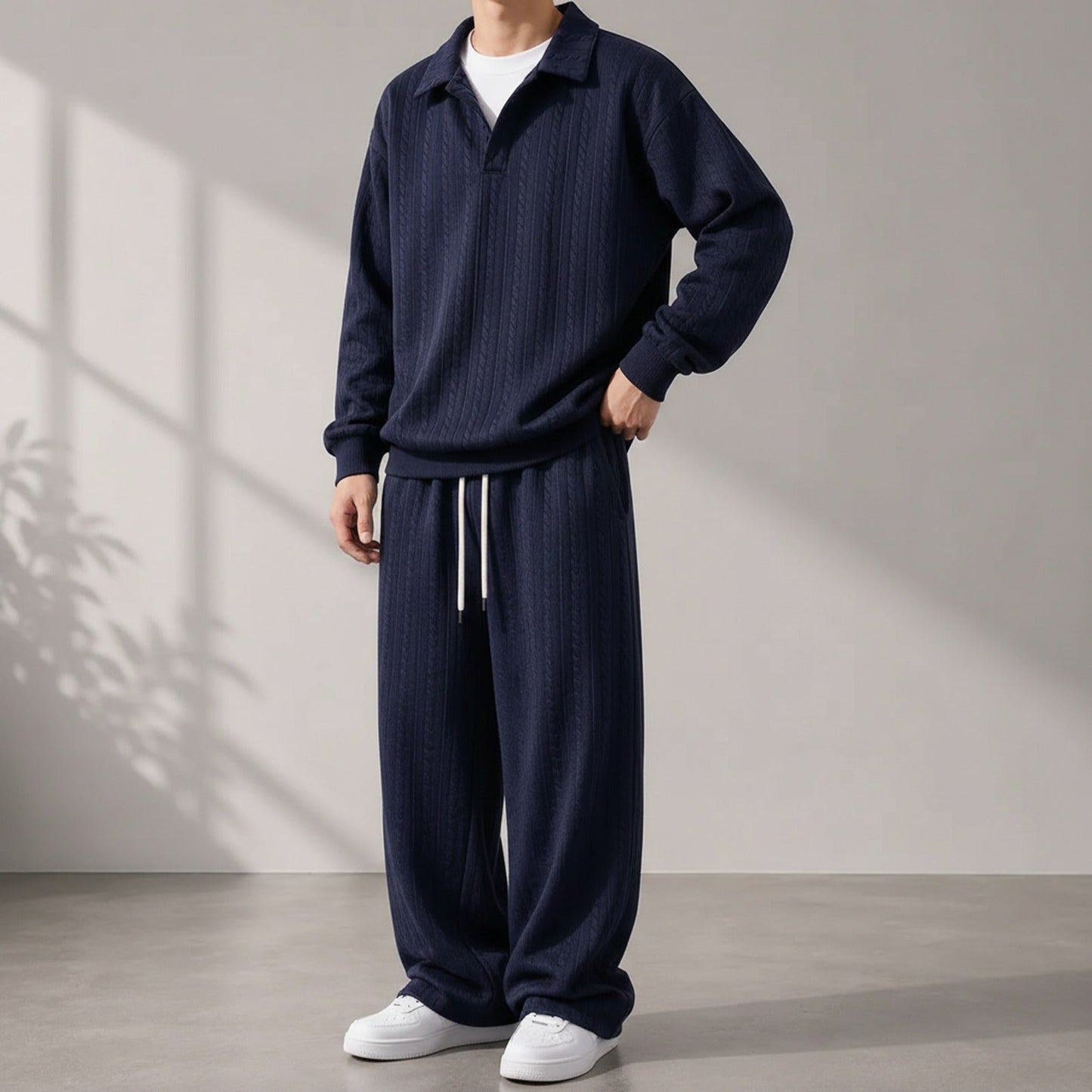 Conjunto de dos piezas para hombre Valdren™, de punto texturizado