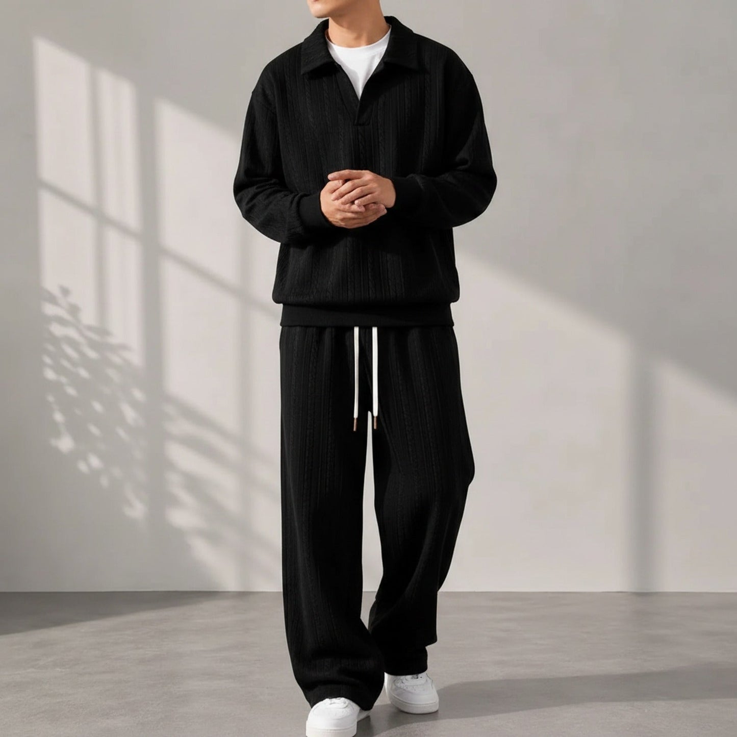 Conjunto de dos piezas para hombre Valdren™, de punto texturizado