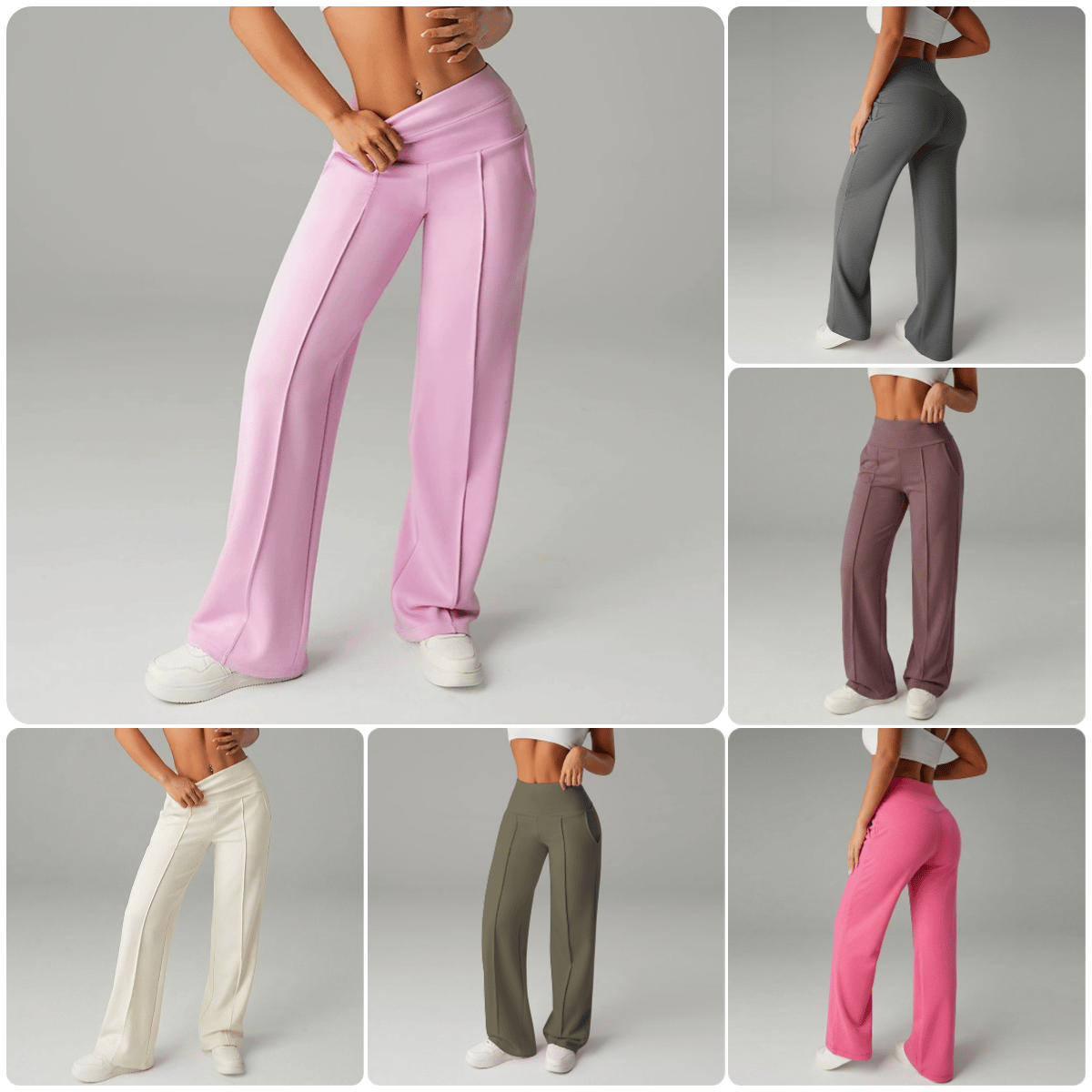 Pantalones de mujer de corte recto y color liso