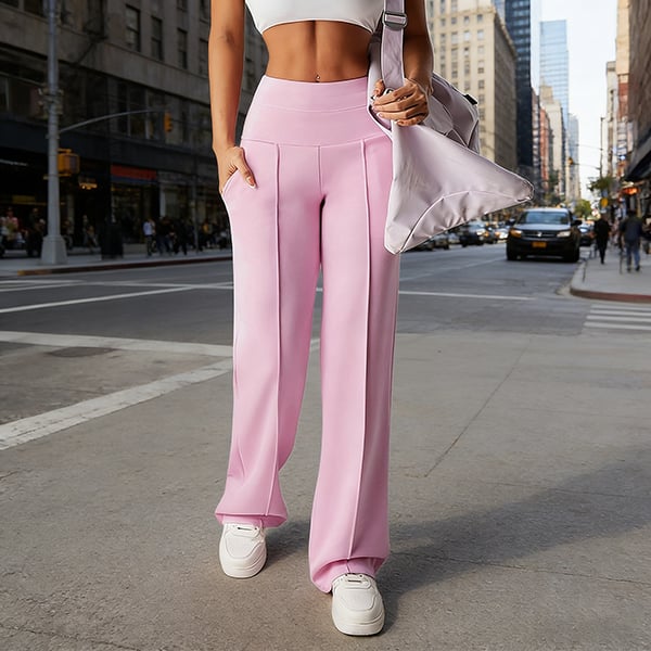 Pantalones de mujer de corte recto y color liso