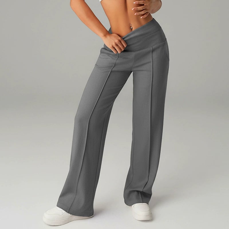 Pantalones de mujer de corte recto y color liso