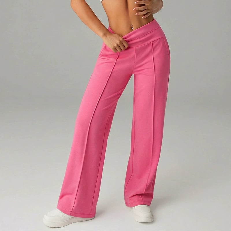 Pantalones de mujer de corte recto y color liso