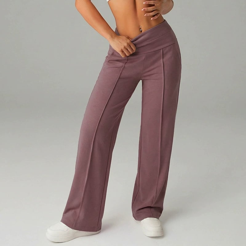 Pantalones de mujer de corte recto y color liso